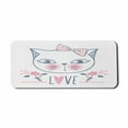 thumbnail image 1 of Cat Computer Mouse Pad, Bicolour Love Lettering with a Kitten Portrait and Flowers, Rectangle Non-Slip Rubber Mousepad X-Large, 35" x 15" Gaming Size, Pale Pink Blue Grey, by Ambesonne, 1 of 2
