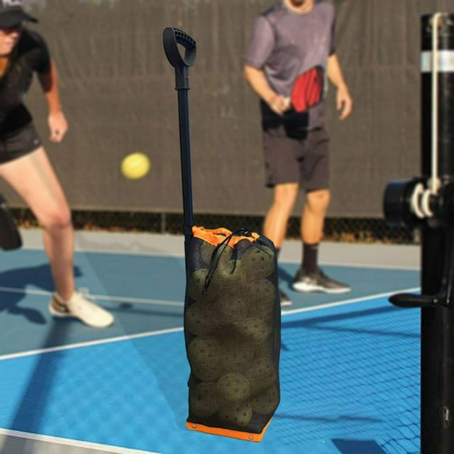 Cesta recogedora de Pickleball, varilla telescópica, recogedor portátil de pelotas de Pickleball, contenedor para deportes al libre y gimnasio.
