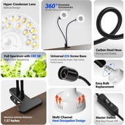 Barrina Orbgrow OG11A2 Clip On Grow Lights for Indoor Plants Integrated Stepless Dimming & Timing 5000K 22W(2 x 11W, 200 Watt Equiv) Full Spectrum 2-Gooseneck with E26 Plant Light Bulbs