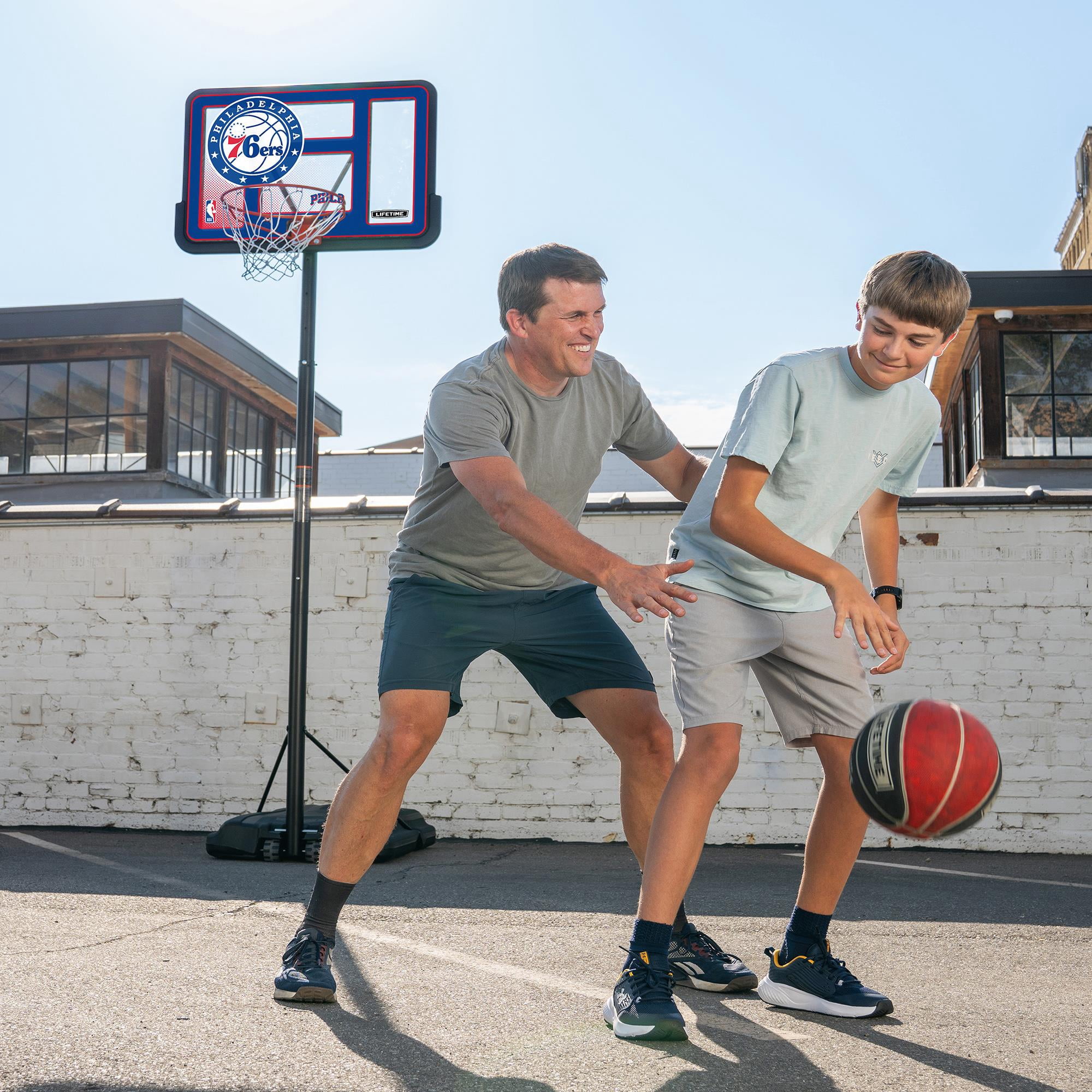 Lifetime NBA Philadelphia 76ers 44" Portable Basketball Hoop with Wheels - 7.5 to 10 Ft Adjustable Height