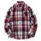 thumbnail image 2 of Blusa y camisa de manga larga con cuello vuelto para hombre, blusa informal a cuadros a la moda con botones y cuello vuelto, blusa de poliéster para hombre, 2 of 9