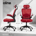 thumbnail image 6 of Oline ErgoAir Ergonomic Office Chair – Adjustable Lumbar Support, Flip-Up Armrests, Mesh Computer Desk Chair, Swivel Rolling Executive Gaming Chair for Home & Office (Red), 6 of 10