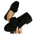 thumbnail image 6 of Black Ladies Bow Detail Round Toe Shallow Mouth Loafers Low Heel Design Daily Use, 6 of 9