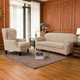 thumbnail image 4 of Subtrex Stretch 2-Piece Jacquard Damask X-Large Sofa Slipcover, Oatmeal, 4 of 7