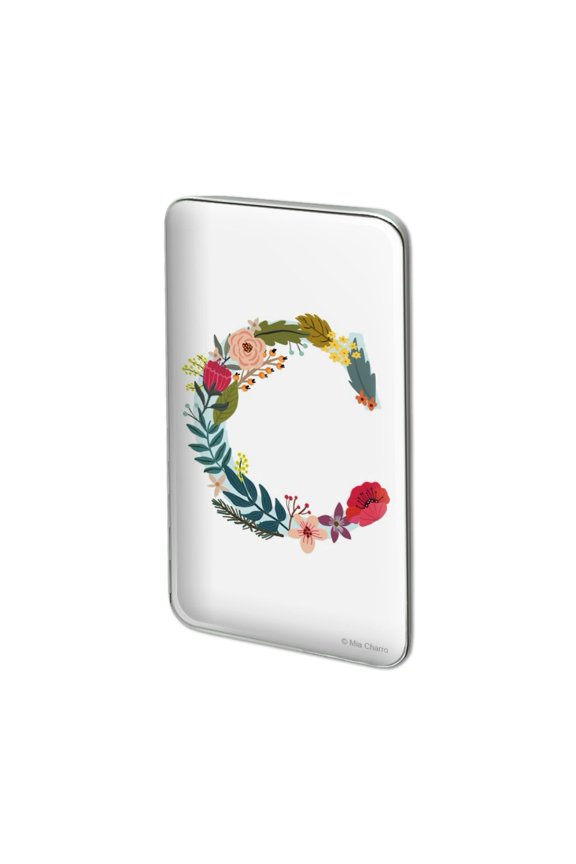 Letter C Floral Monogram Initial Metal Rectangle Lapel Hat Pin Tie Tack Pinback