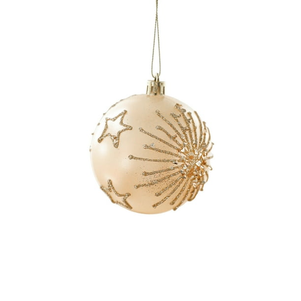 Bola de Navidad de 8 cm, color champán, de alta gama, con adhesivo en polvo, chapada en oro y electrochapada. Ideal para decorar el árbol de Navidad. Colgante decorativo. Bola de plástico navideña.