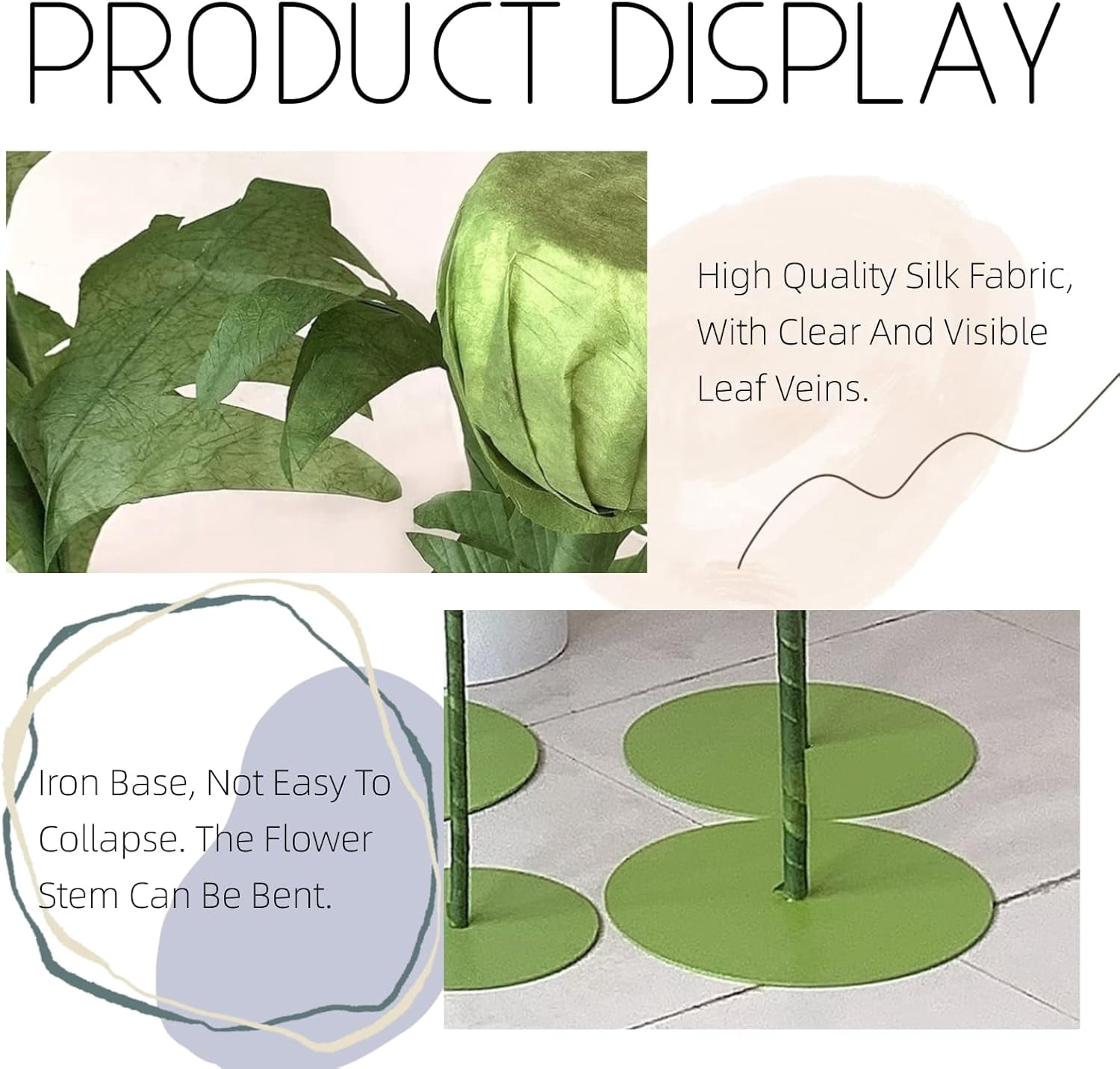 Louis Garden 6.6’ High 9-Piece Silk Artificial Flower Set Party Backdrop Giant Flowers for Decoration