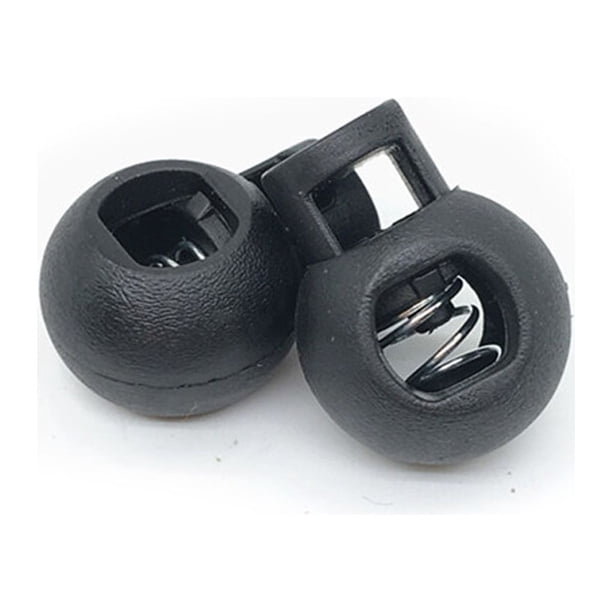 Cateissary 2 uds., tapones de cordón, interruptores de extremo de bloqueo, cierres elásticos coloridos, botón de cierre Artesanía Negro