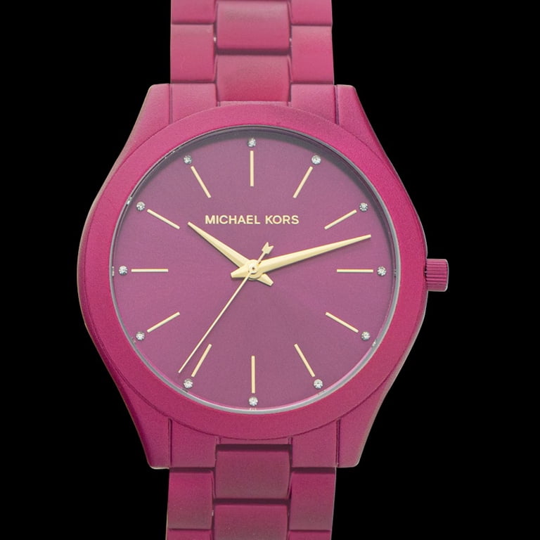 Women’s Michael Kors Oversized Slim Runway Pink-Tone Aluminum Watch Michael Kors Slim Runway Pink Dial Pink Steel Strap Watch  main image 2
