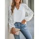 thumbnail image 2 of Blusas de mujer, blusa tipo túnica de manga larga con cuello en V y mangas de encaje, 2 of 6