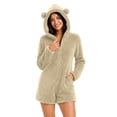 thumbnail image 4 of Miqool Unisex Warm Fuzzy Hooded Romper Short Onesie Playsuit Jumpsuit Zip Up Bear Long Sleeve Plush Loungewear Sleepwear S-5XL, 4 of 8