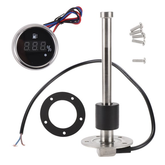 Unique Bargains Fuel Sending Unit and Gauge Kit Boat Fuel Sending Unit Marine Fuel Sender Unit 6.5" Metal Silver Tone Black 1 Set 0-190 Ohm