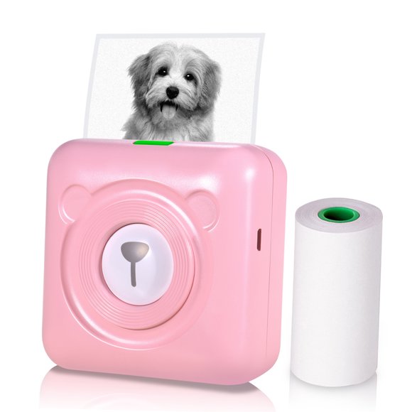 Amdohai Mini Pocket All-in-One Thermal Printer Wireless BT Picture Photo Label Memo Receipt Paper Printer AR Photo Function with USB Cable Support for Android iOS Smartphone Windows