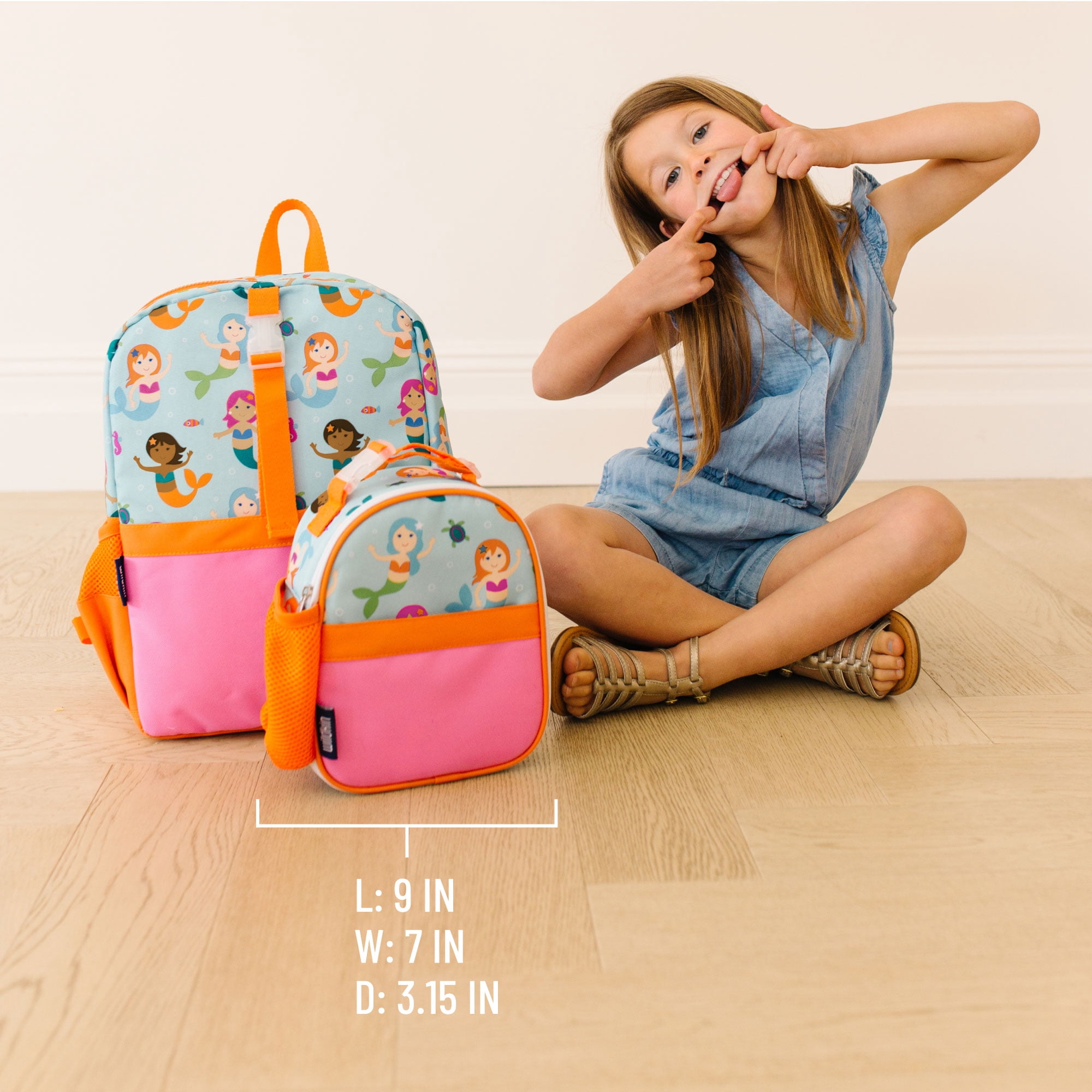 Wildkin Kids Insulated Clip-in Lunch Box for Boys & Girls, BPA-Free, Clips in to Pack-it-all Backpack (Mermaids Blue)