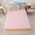 thumbnail image 4 of Manfei Watercolor Bowknot Zipper Twin Comforter Sets with Fitted Sheet and 2 Pillowcases,Drippy Ice Cream Pattern Zipper Bedding Set,Pink Reversible,4-Piece, 4 of 7