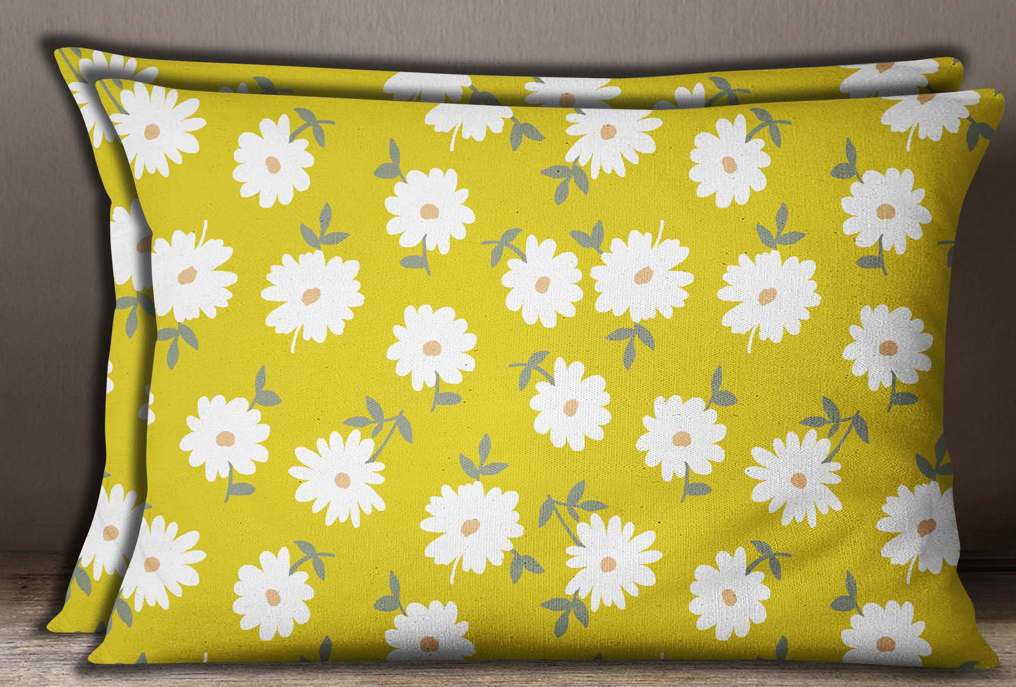 S4Sassy Army Floral Print Cotton Poplin Rectangle Pillow Sham 1 Pair 