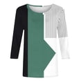 thumbnail image 4 of Liquidation d'Été! Blouses d'Été Fatuov pour Femmes, Décontractées, Grande Taille, Col Rond, Motif Patchwork, Manches 3/4, T-Shirts Bleus, 4 of 5