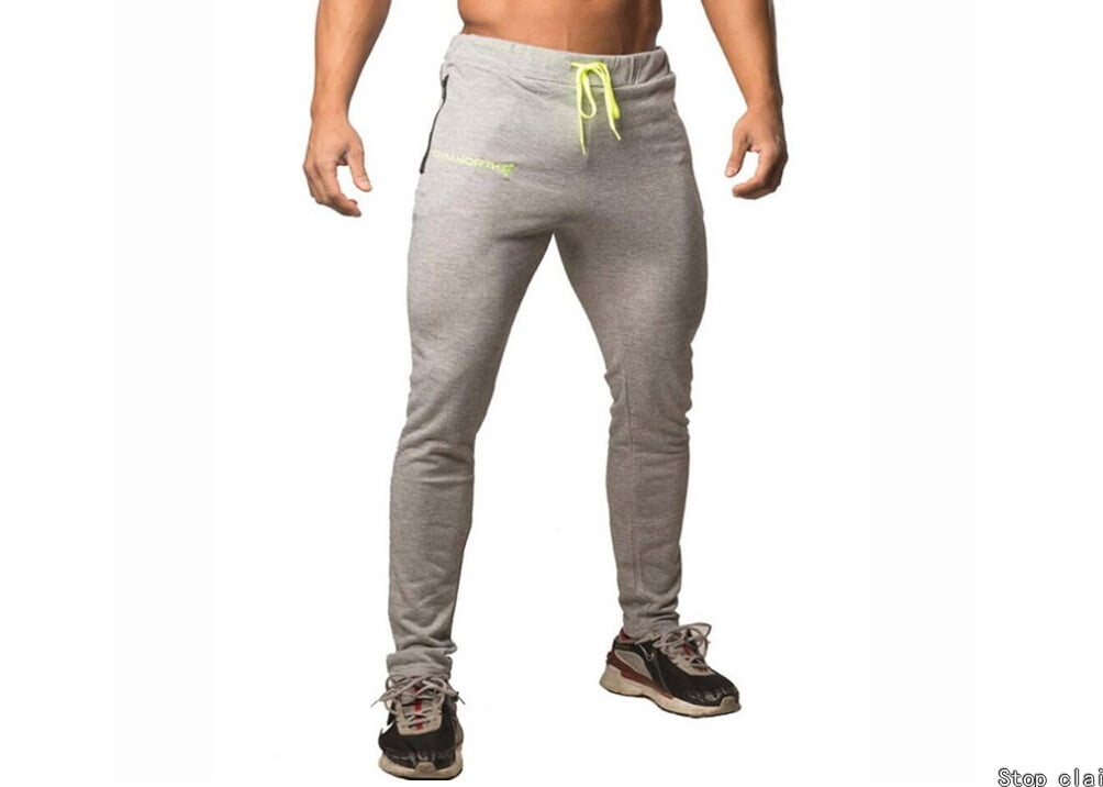 Mens Slim Fit Sports Gym Pants Jogging 