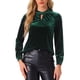 thumbnail image 1 of Blusa elegante casual de manga larga con cuello alto de terciopelo INSPIRE CHIC para mujer XS verde oscuro, 1 of 5