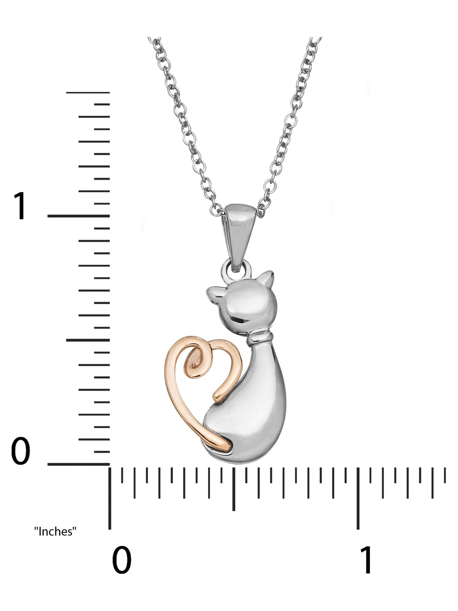 Connections from Hallmark- Women's  Stainless Steel Cat Pendant, 18