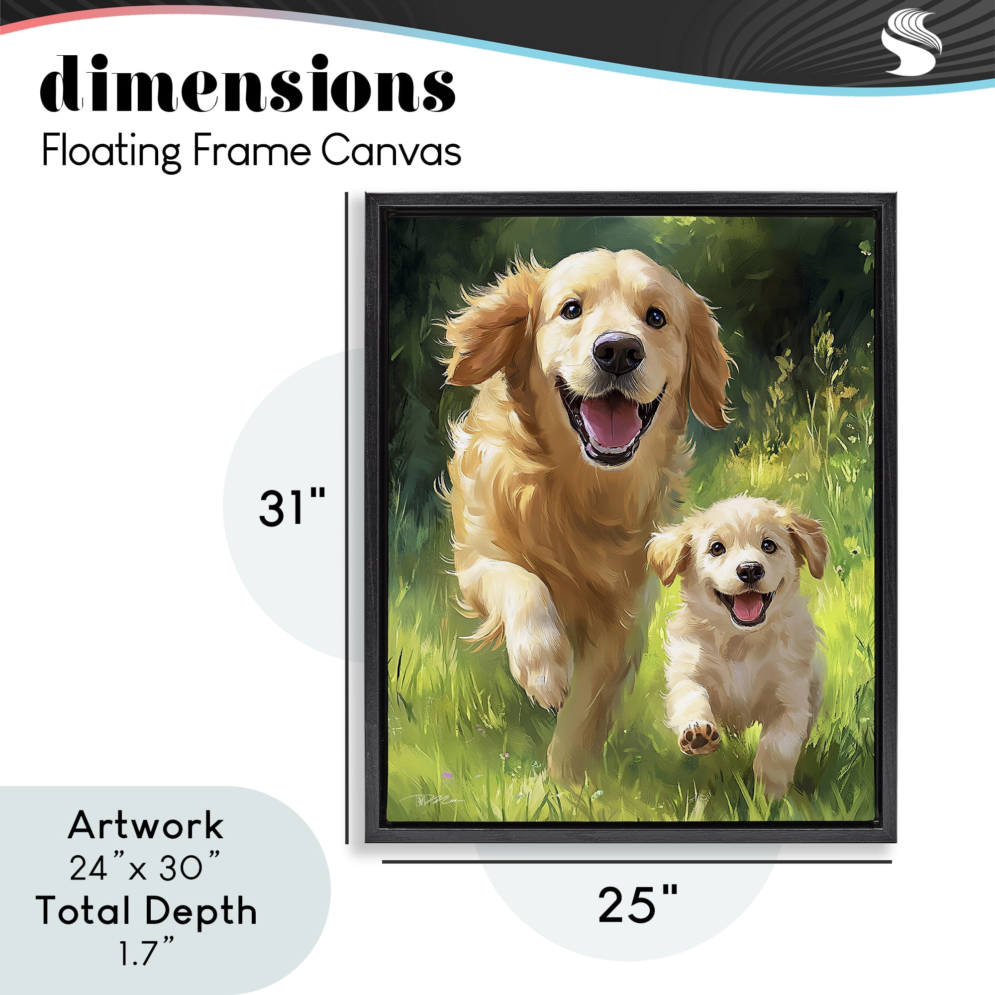 Father & Son Labrador Black Framed Floater Canvas Wall Art, design by Momart