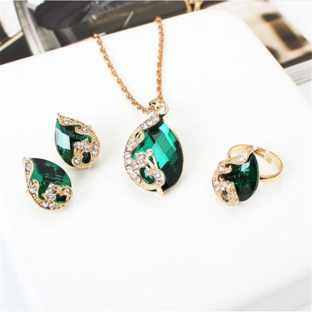 Exquisito collar de doble corazón, pendientes, pulsera, conjunto de joyas, abalorio, joyería para mujer, conjunto de accesorios nupciales de moda, regalos románticos Dengxun unisex