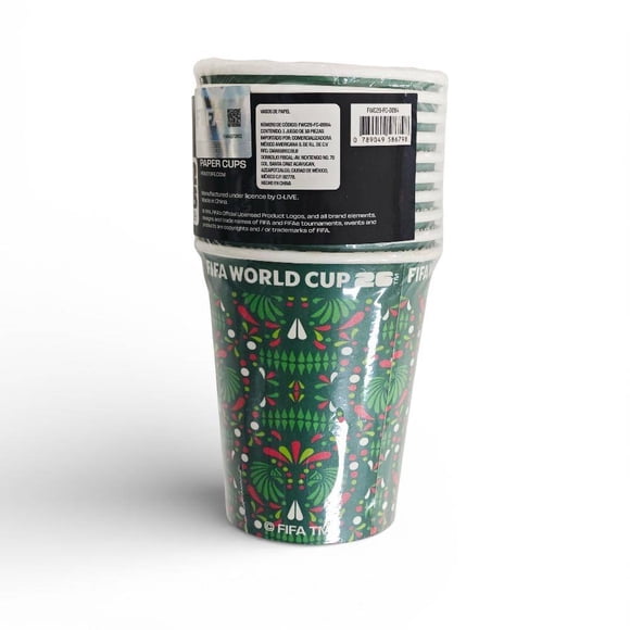 Set de Vasos de Papel FIFA WORLD CUP Mundial Verde 1 Paquete con 10 Piezas