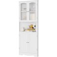 thumbnail image 6 of 63.2" Tall Bathroom Corner Cabinet, Modern Storage Cabinet with Glass Doors, Buffet Hutch Cabinet, Freestanding Pantry Cabinet for Living Room, Bathroom, Kitchen, Dining Room, White, 6 of 6