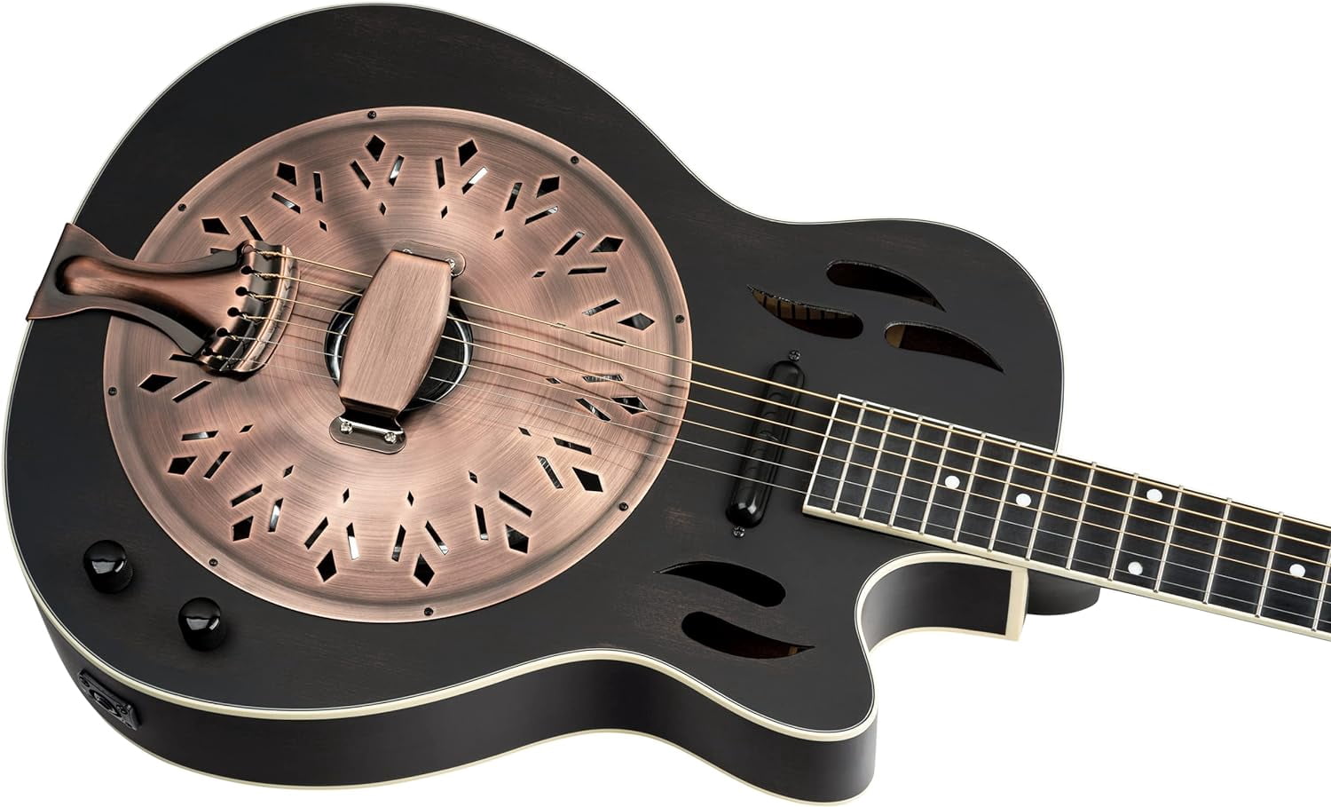 Ortega RRG40CE-DBK Concert Cutaway Acoustic-Electric Resonator Guitar Black
