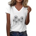 thumbnail image 2 of Women's Fashion Casual V Neck Floral Print Top Short Sleeve T Shirt, 2 of 4