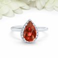 thumbnail image 2 of HeartsAndYou 3ct Natural Pear Red Garnet & Diamond Ring Halo Minimalist 14k SOLID White Gold, 2 of 9