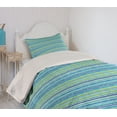 thumbnail image 2 of Ambesonne Vintage Stripe Quilted Coverlet 2 Pcs, Blue Green Tones Art, Twin Size, Multicolor, 2 of 5