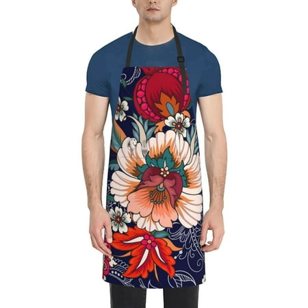 

Xecao Paisley2 Print Kitchen Cooking Aprons Waterproof Adjustable Bib Aprons with 2 Pockets for Women Men Chef
