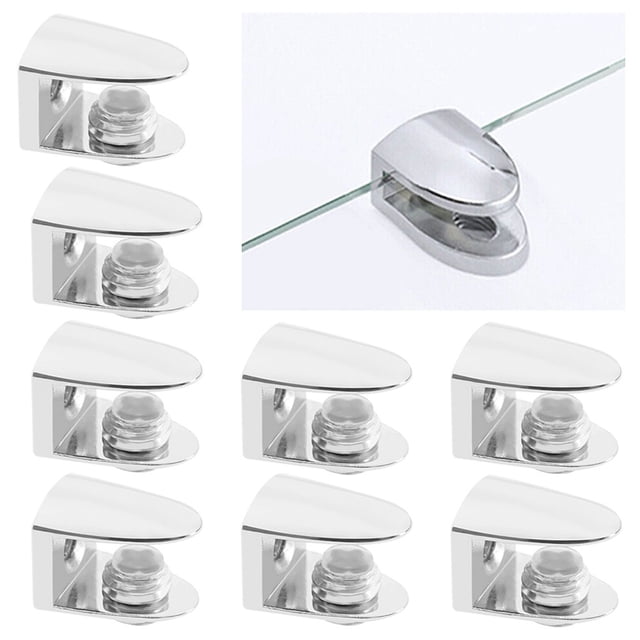 8 X Zinc Alloy Adjustable Shelf Clamp Glass Shelf Support Plate Holder Bracket