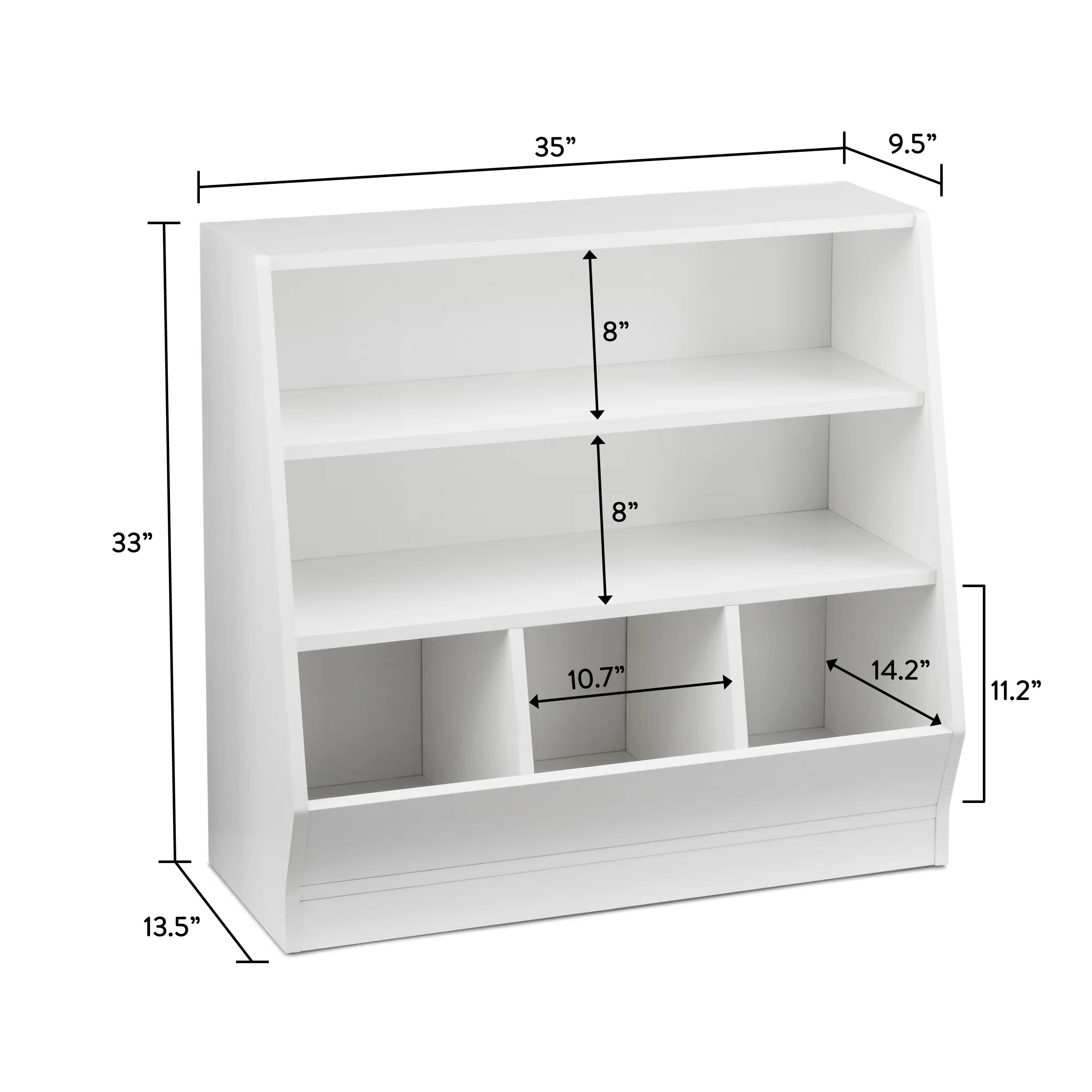 Your Zone Kids Bin Storage and Two Shelf Bookcase, White
