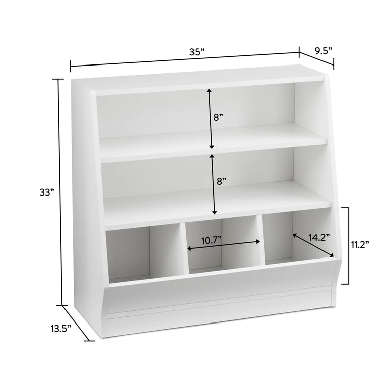 Your Zone Kids Bin Storage and Two Shelf Bookcase, White - Walmart.com