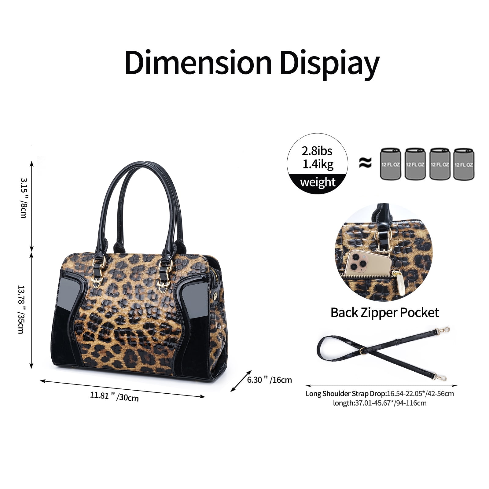 FEIMINA Leopard Print Handbags,Genuine Leather Tote Bag for Women, Large Capacity Crossbody Bag, Purses for Women