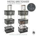 thumbnail image 3 of Simplify 3 Tier Metal Spa Tower Storage Shelf Unit Baskets with Bamboo Handles, Black, 3 of 6