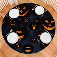 thumbnail image 2 of Halloween Glowing Pumpkins Pattern Round Fitted Tablecloth with Elastic Edge,Dining Table Cover Waterproof,Outdoor Round Tablecloth for Camping,Dining,Indoor and Outdoor, 2 of 7