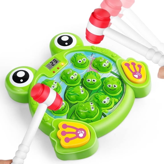 ToyM Whack A Frog Game with 2 Hammers, Toddler Early Developmental Learning Toy, Fun Birthday Gift for Kids Age 2 , Toys for 2 3 4 Year Old Boys Grils