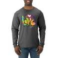 thumbnail image 1 of Wild Bobby, Colorful Rainbow Paint Love Streetwear Mens Long Sleeve Shirt, Heather Black, 2XL, 1 of 3
