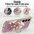 thumbnail image 3 of ELEHOLD Cute Case for Samsung Galaxy A54 5G Ultra Slim Thin Three-Dimensional Astronaut Hidden Kickstand Finger Ring Gold Plating Shockproof Case, Purple, 3 of 10