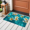 thumbnail image 5 of Summer Sea Washable Small Entryway Area Rugs 2'x3', Watercolor White Eggflower Floral Blue Ripples Seawater Low Pile Throw Rug Non-Slip Sturdy Edge Binding Carpet for Front Door Floor Room Entry, 5 of 9