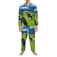 thumbnail image 3 of Lsque Grazing Cows Mountain View Pattern Long Sleeve Pajama Set for Men - Soft 2-Piece Sleepwear and Loungewear Set with Pockets, Comfy Nightwear-Large, 3 of 7