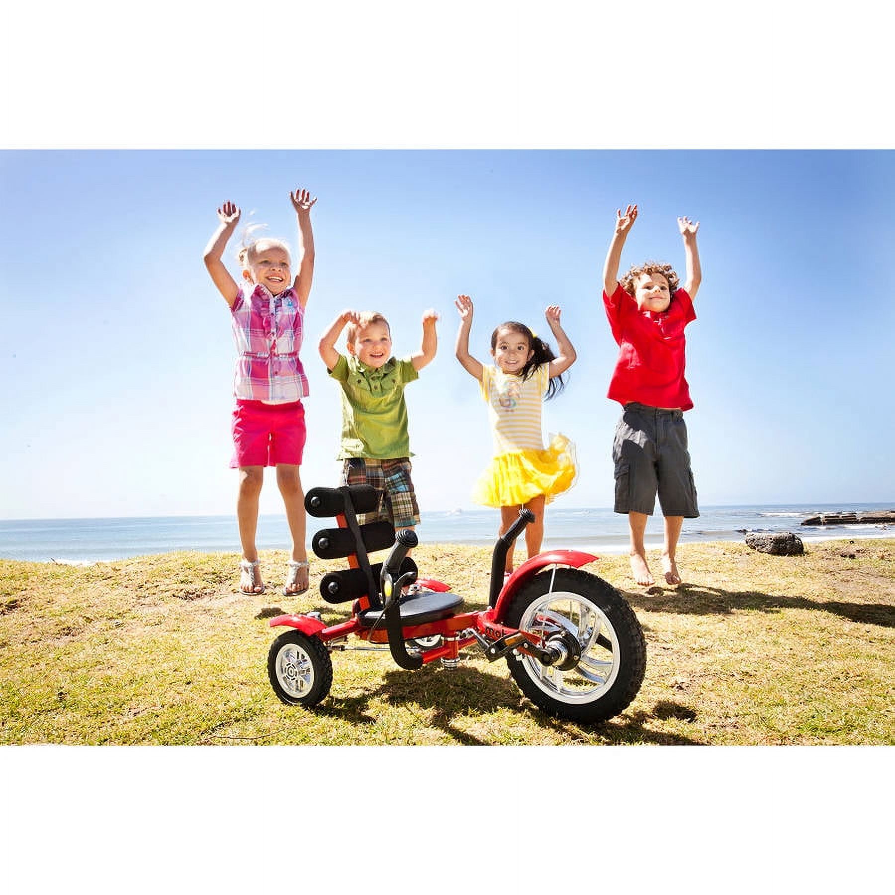 Mobo Mega Mini: The Roll-to-Ride 3-Wheeled Cruiser Tricycle, Push & Pedal Ride On Toy, Red - image 5 of 6