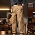 thumbnail image 4 of FRSASU Men's Casual Pants Regular Fit Retro Stretch Cotton Fashion Trousers Tapered Chino Western Gurkha Pants Khaki, 4 of 7