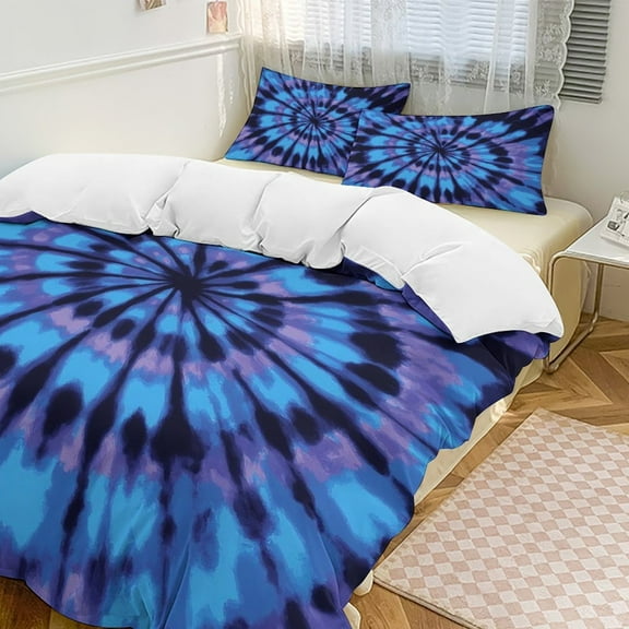Tie-Dye Blue Swirl Pattern Set Duvet Cover Bedding Set Duvet Cover Polyester Quilt Cover for Twin Size