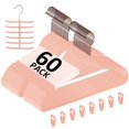 thumbnail image 1 of VECELO Perchas de terciopelo premium para ropa, resistentes (paquete de 60), antideslizantes y ahorran espacio con 8 clips para dedos y soporte para corbatas, excelente para hombres y mujeres, color r, 1 of 1