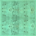 thumbnail image 1 of Ahgly Company Indoor Square Abstract Turquoise Blue Modern Area Rugs, 5' Square, 1 of 4