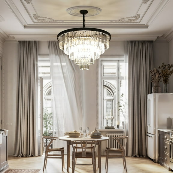 31.5" Modern Hanging Crystal Chandelier First-Class Crystal Pendant Light Superior Quality Glam Chandelier